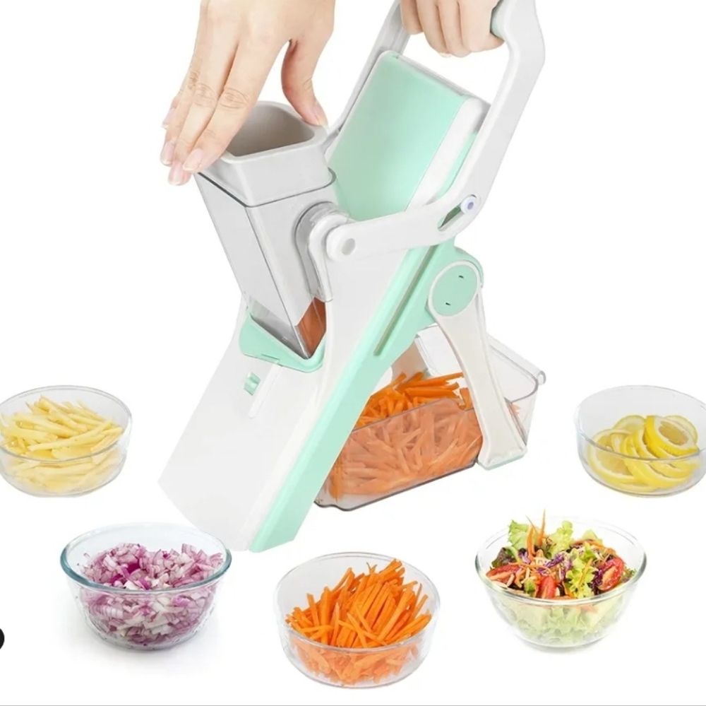 New in box! Safe Multi Blade Mandoline Food Slicer Vegetable chopper Teal